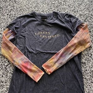 Harley-Davidson Black Tee with Colorful Tattoo Sleeves